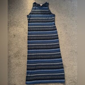 Joe Fresh Blue & Gray Striped Halter Maxi Dress